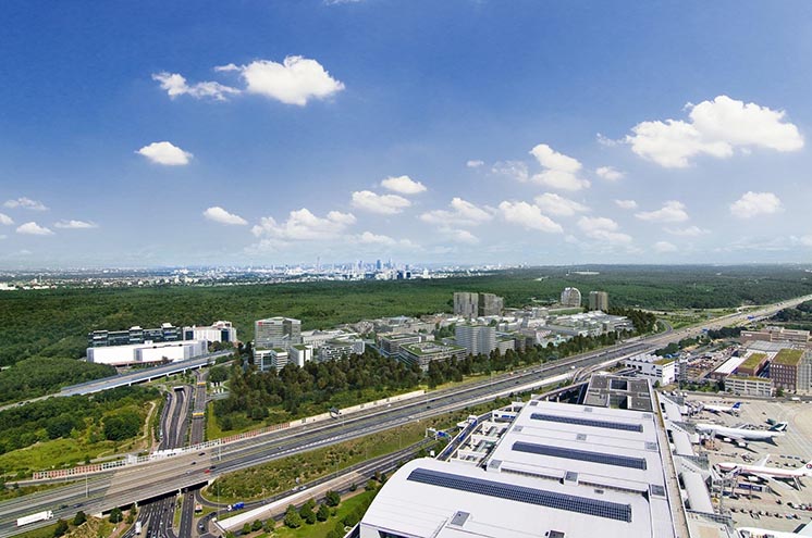 Вид на споруджуваний район Gateway Gardens у Франкфуртському аеропорту Вид на споруджуваний район Gateway Gardens у Франкфуртському аеропорту