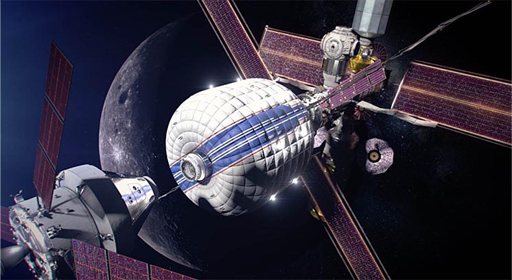 Стикування космічного корабля Orion з місячною орбітальною станцією Lunar Gateway Стикування космічного корабля Orion з місячною орбітальною станцією Lunar Gateway