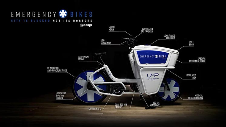 У Парижі запрацювала «швидка» на електровелосипедах Emergency Bike У Парижі запрацювала «швидка» на електровелосипедах Emergency Bike